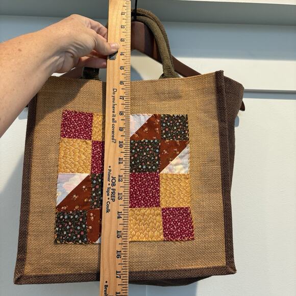 Vintage Feed Sack Tote Purse Handbag Handmade Quilted Upcycled Hook Loop Close - Picture 10 of 16